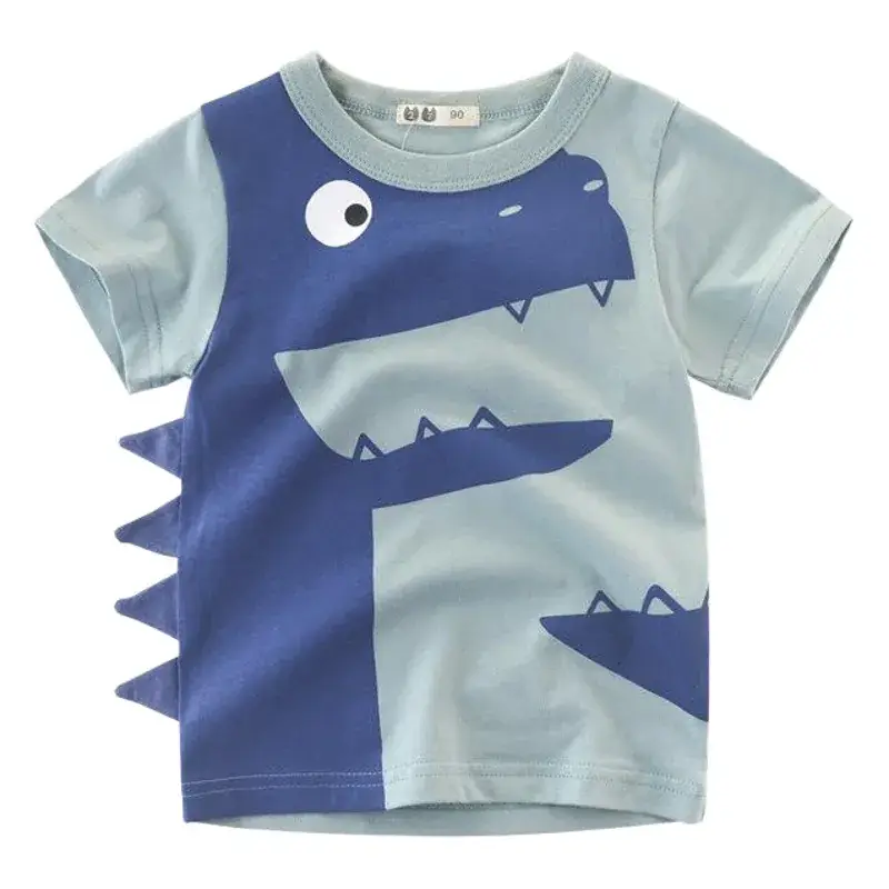 Kids Dinosaur T-Shirt Blue Yellow 2-Pack
