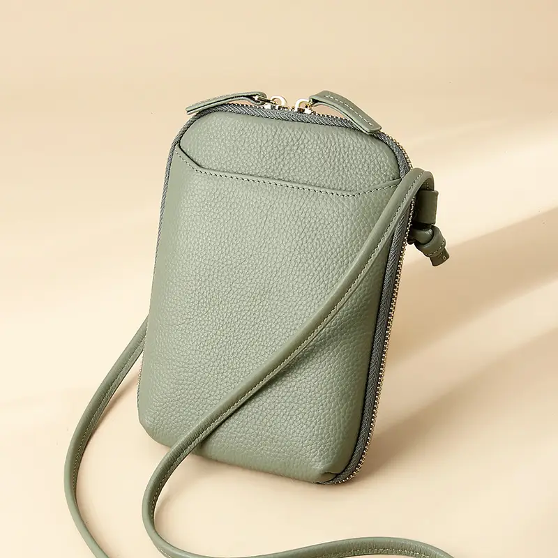 Women's Pink Leather Crossbody Bag with Chain Strap — feature 1