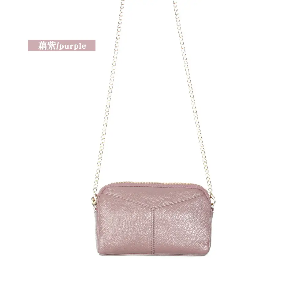 Women's Pink Leather Crossbody Bag with Chain Strap - Image 4