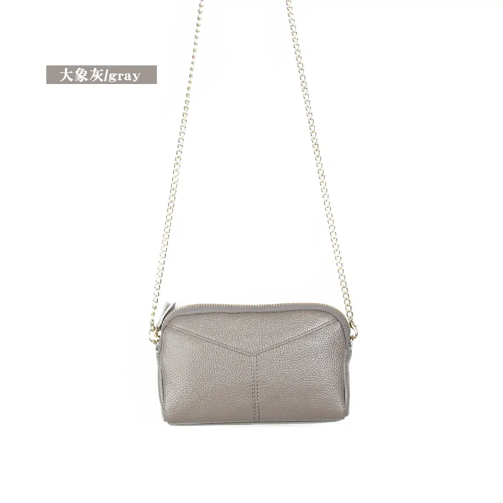 Women's Pink Leather Crossbody Bag with Chain Strap - Image 5