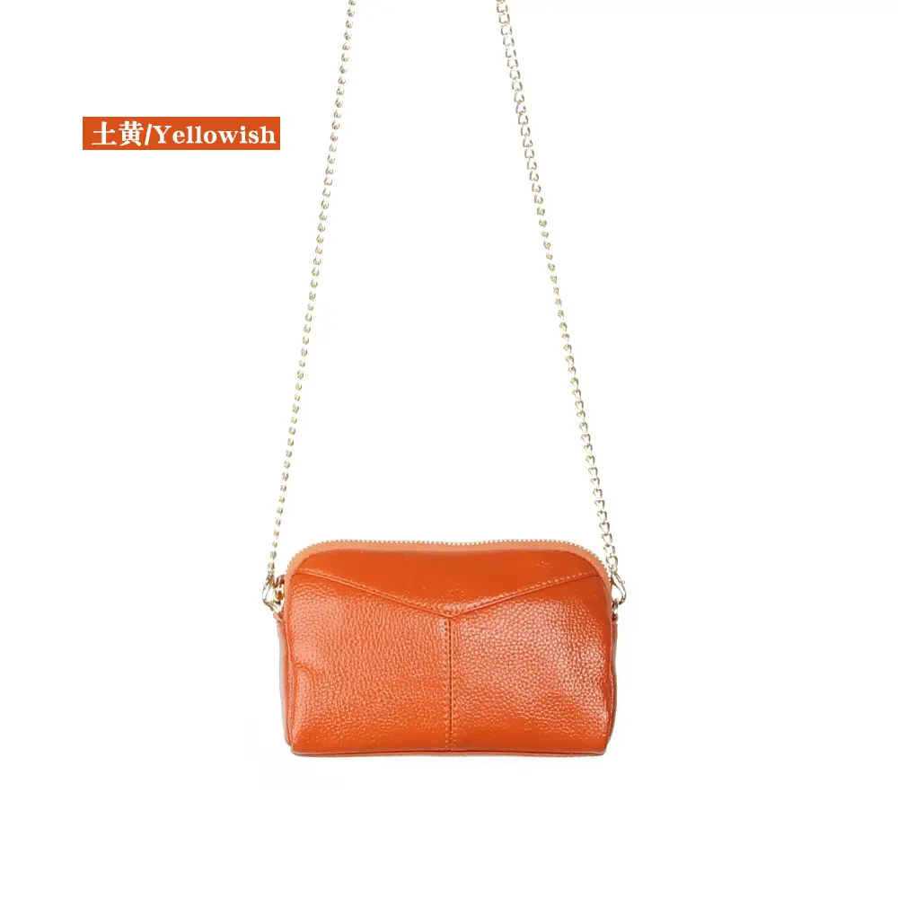 Women's Pink Leather Crossbody Bag with Chain Strap - Image 7
