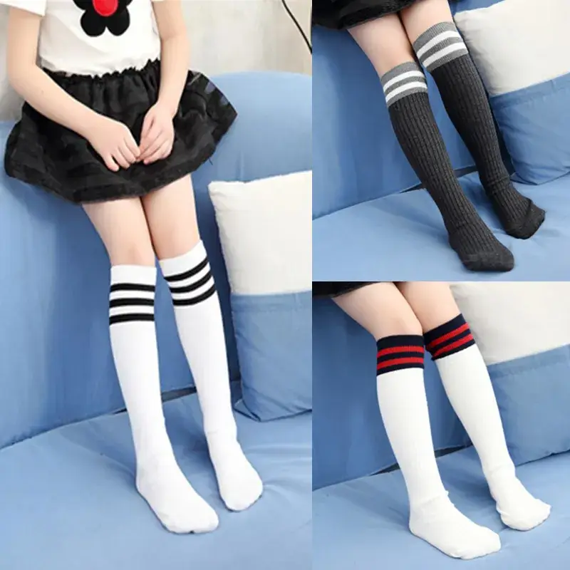 Kids Over-the-Knee Socks Striped White - Image 4