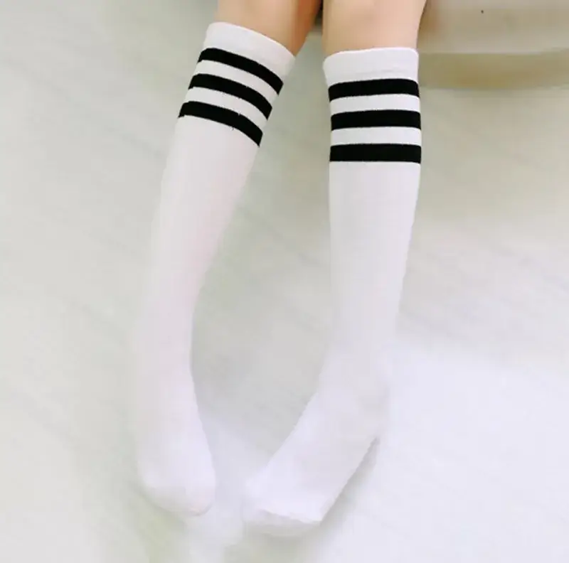 Kids Over-the-Knee Socks Striped White - Image 2