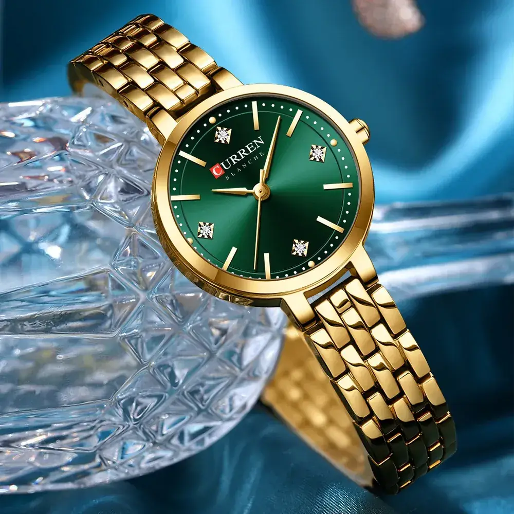 Curren Women's Gold Quartz Watch with Diamond Dial - Image 8