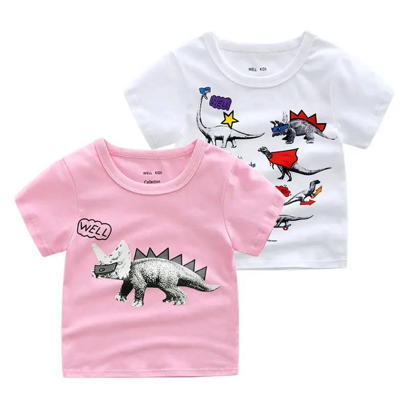 Kids White Dinosaur T-Shirt Set for Boys - Image 5
