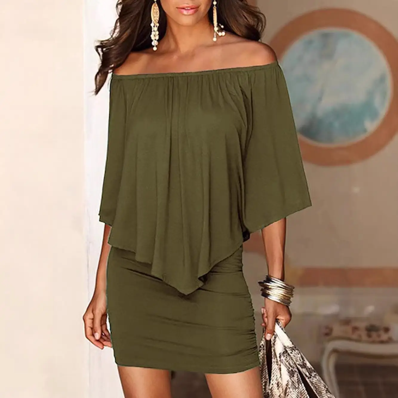 Maroon Geometric Tube Top Dress for Women - Image 7