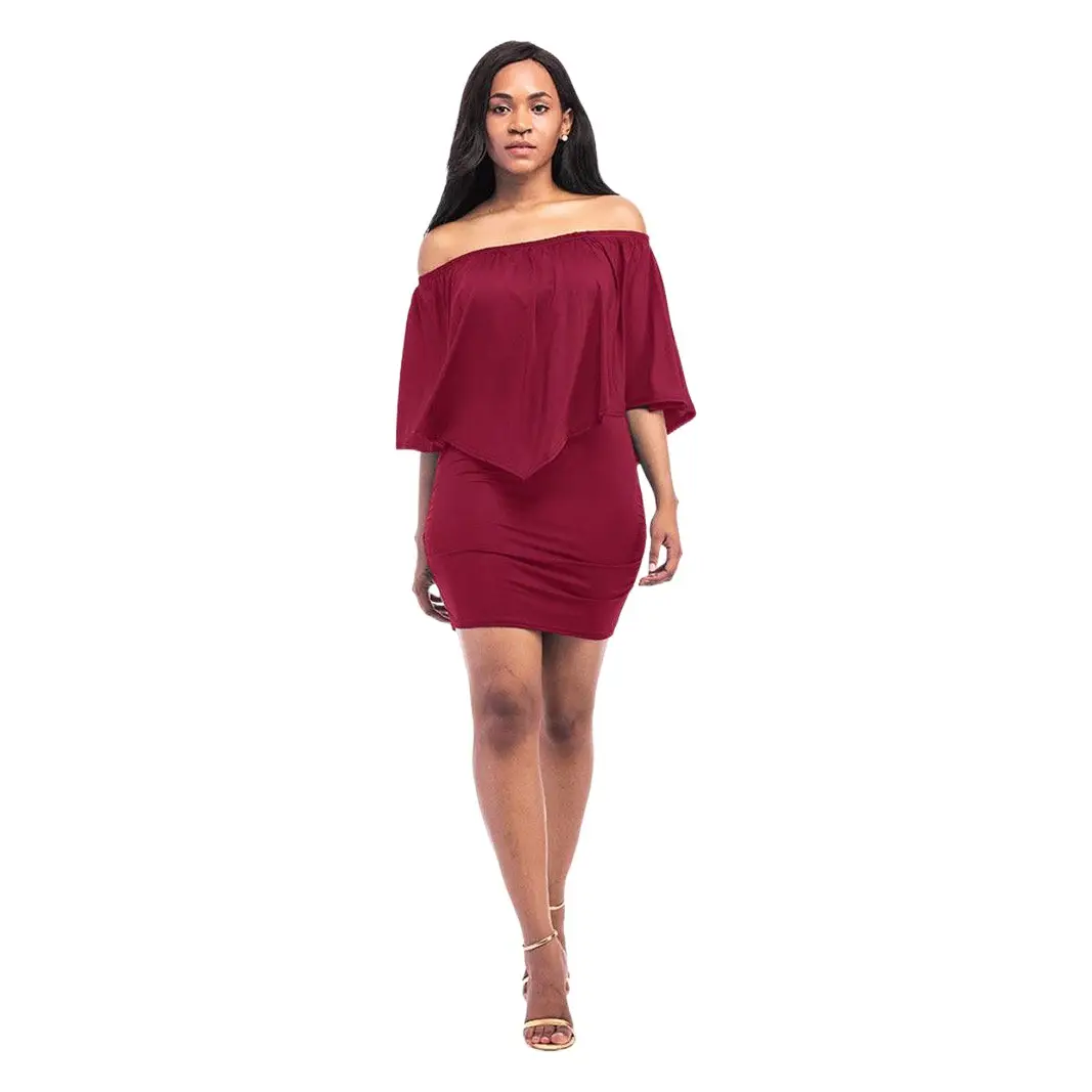 Maroon Geometric Tube Top Dress for Women