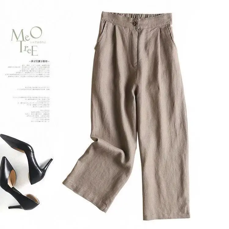 Women's White Linen Wide Leg Pants 2026