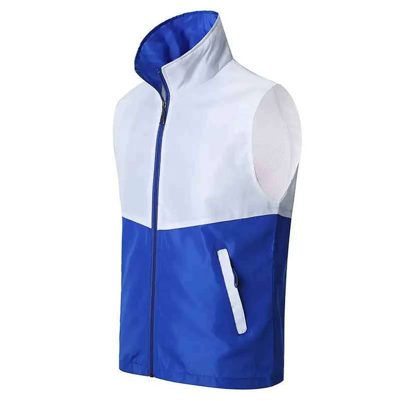 Women's Pink White Full Zip Vest with Side Pocket - Image 2