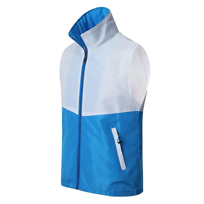 Women's Pink White Full Zip Vest with Side Pocket - Image 3