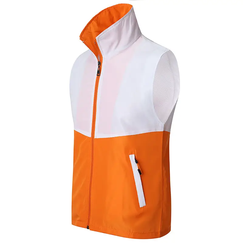 Women's Pink White Full Zip Vest with Side Pocket - Image 4