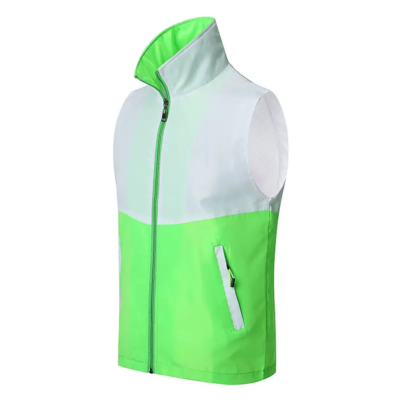 Women's Pink White Full Zip Vest with Side Pocket - Image 6
