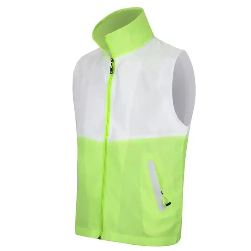 Women's Pink White Full Zip Vest with Side Pocket - Image 7