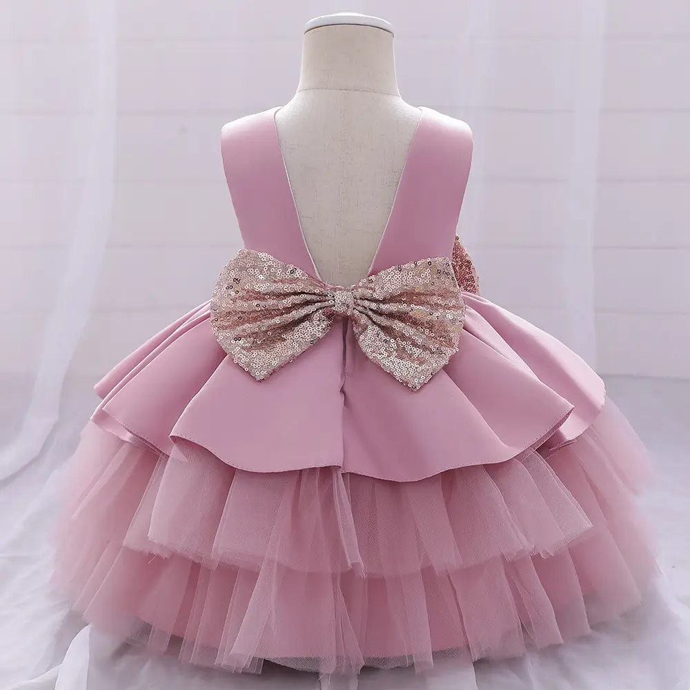Red Tulle Bow Baby Dress for 1 Year Old - Image 3