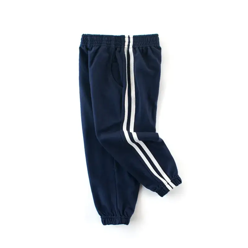 Navy White Stripes Boys Sports Pants Cotton