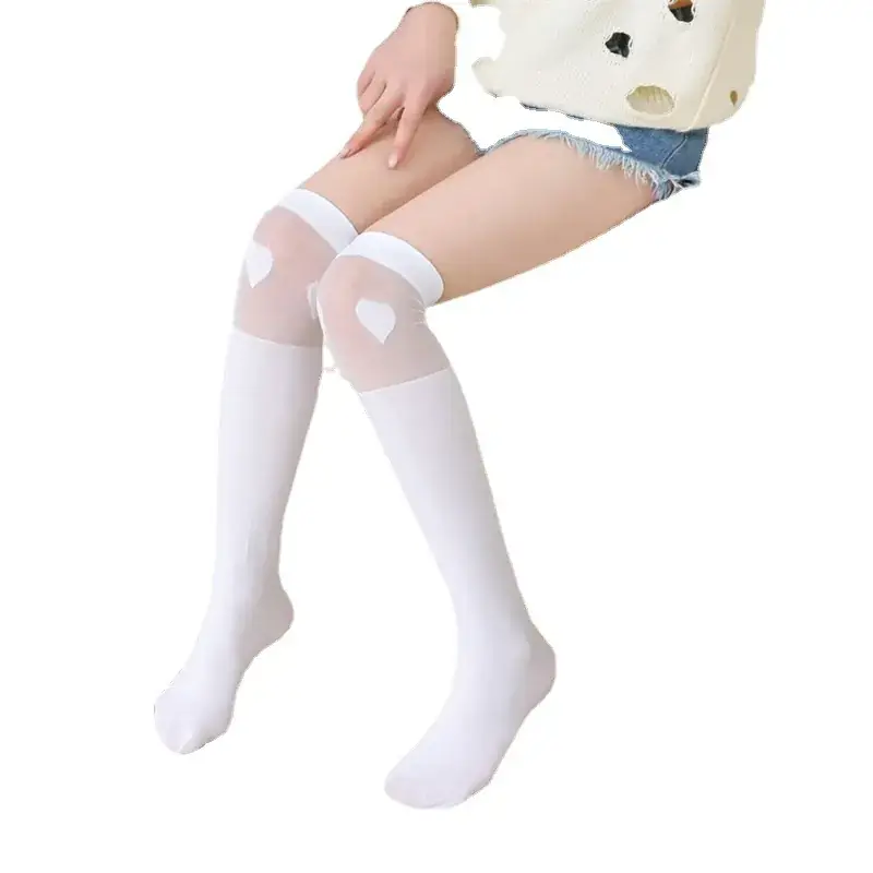 White Cat Print Velvet Knee Socks for Girls - Image 25
