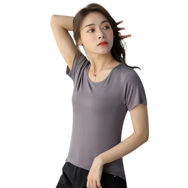 Women Grey Short Sleeve T-Shirt Summer 2025 - Image 11
