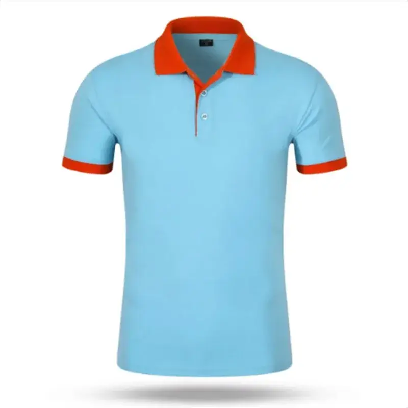 Men Polo Shirt Orange Collar Short Sleeve - Image 15