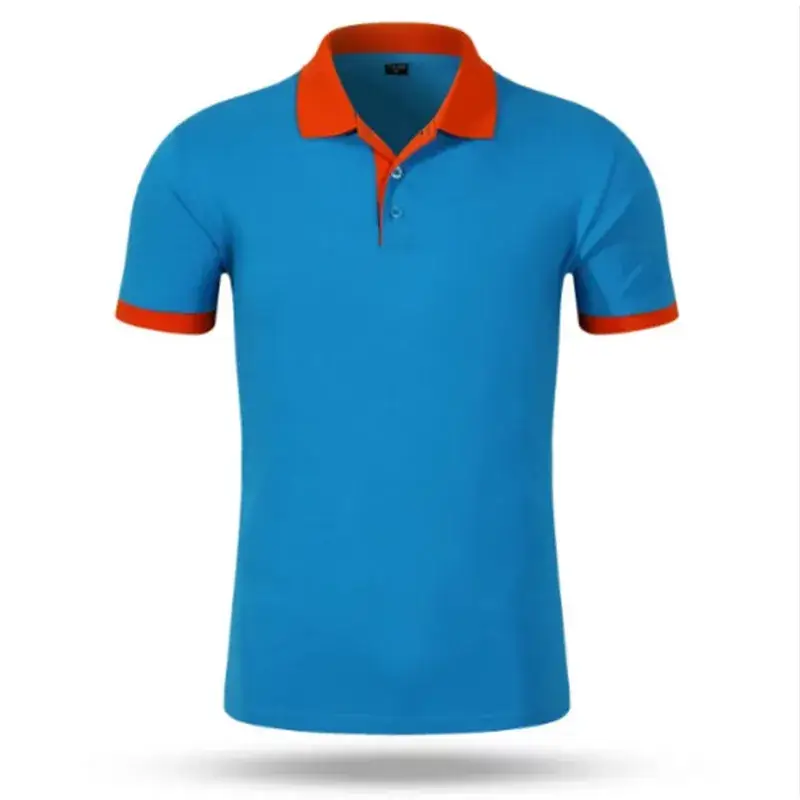 Men Polo Shirt Orange Collar Short Sleeve - Image 10