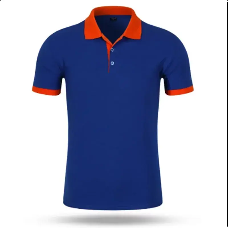 Men Polo Shirt Orange Collar Short Sleeve - Image 13