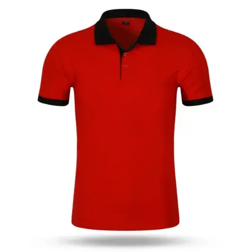 Men Polo Shirt Orange Collar Short Sleeve - Image 2