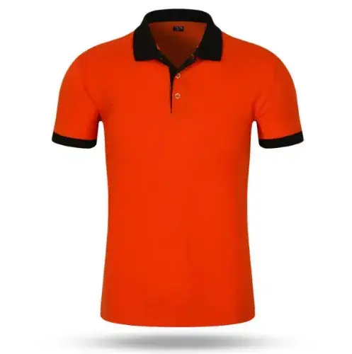 Men Polo Shirt Orange Collar Short Sleeve - Image 4