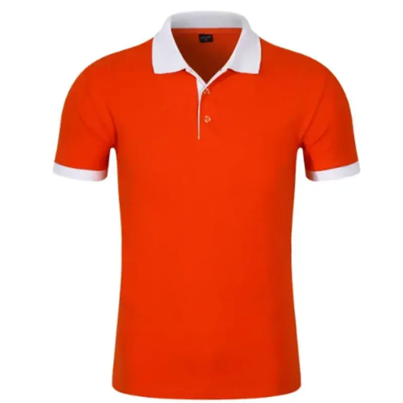 Men Polo Shirt Orange Collar Short Sleeve - Image 5