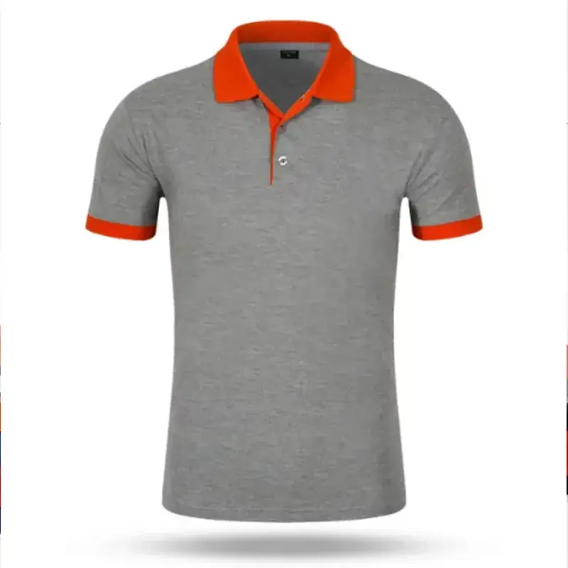 Men Polo Shirt Orange Collar Short Sleeve - Image 7