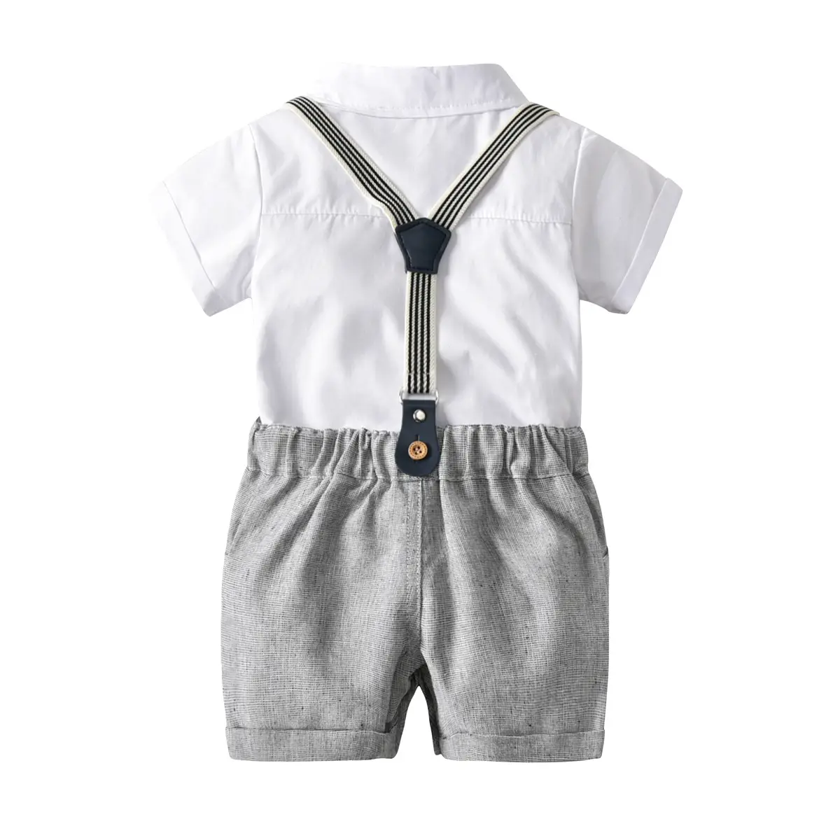 Children's Three-Piece Suit White Bow Tie Suspenders Pants - Image 3