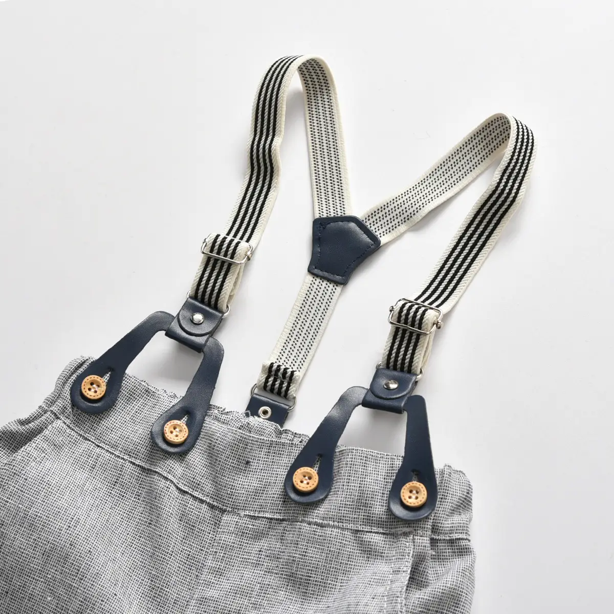 Children's Three-Piece Suit White Bow Tie Suspenders Pants - Image 6