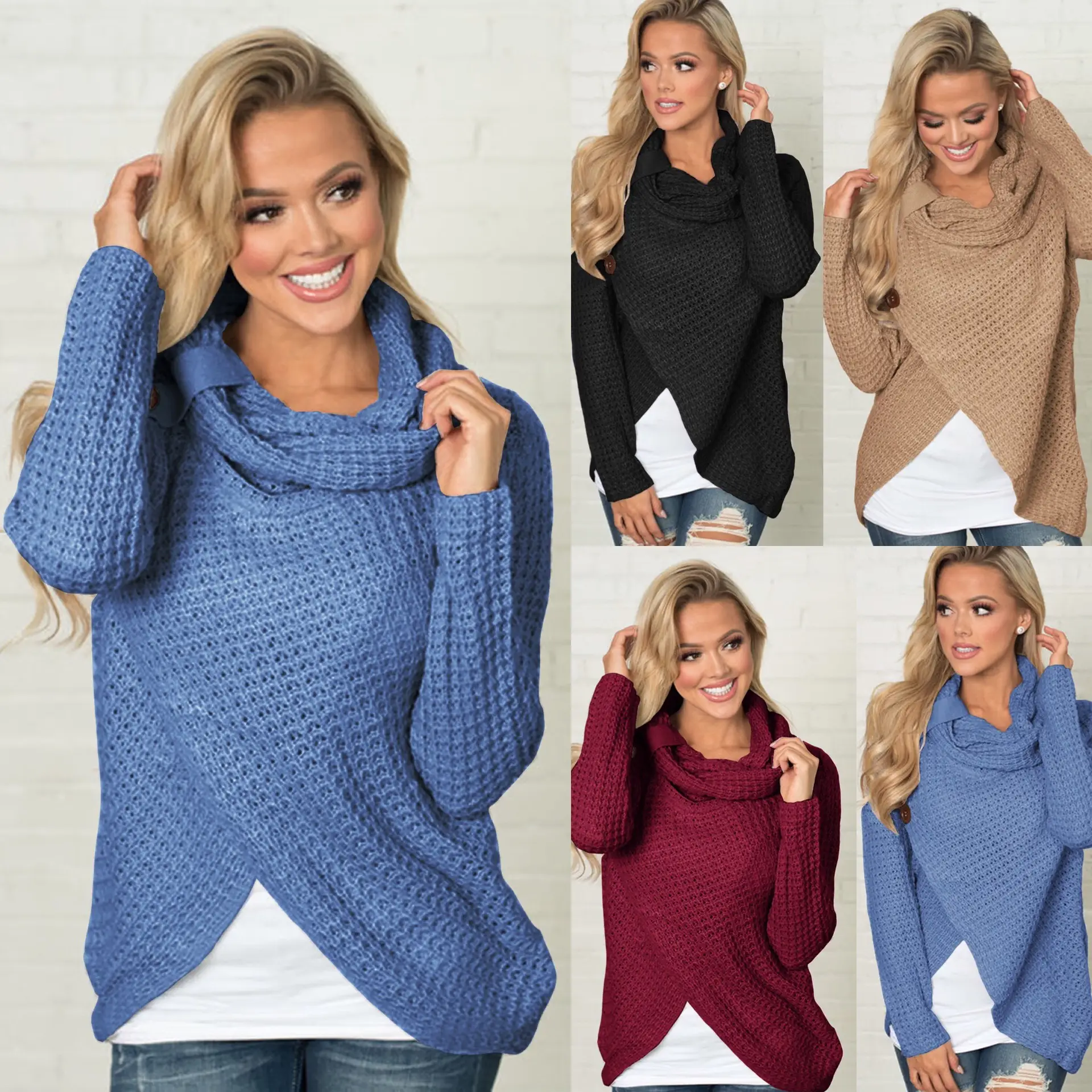 Women's Long Sleeve Knitted Cardigan Top Sweater Black - Image 32