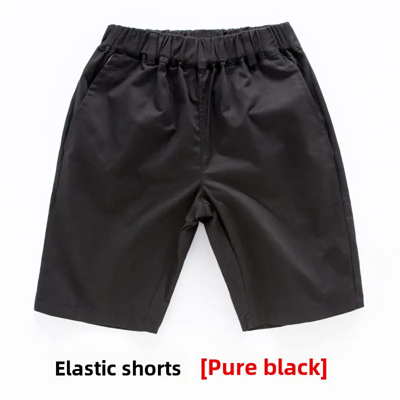 Children's Black Elastic Shorts Pure Black Summer Cotton - Image 3