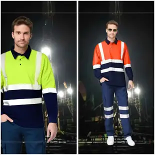 Men Reflective Strip T-Shirt Orange Long Sleeve — feature 1