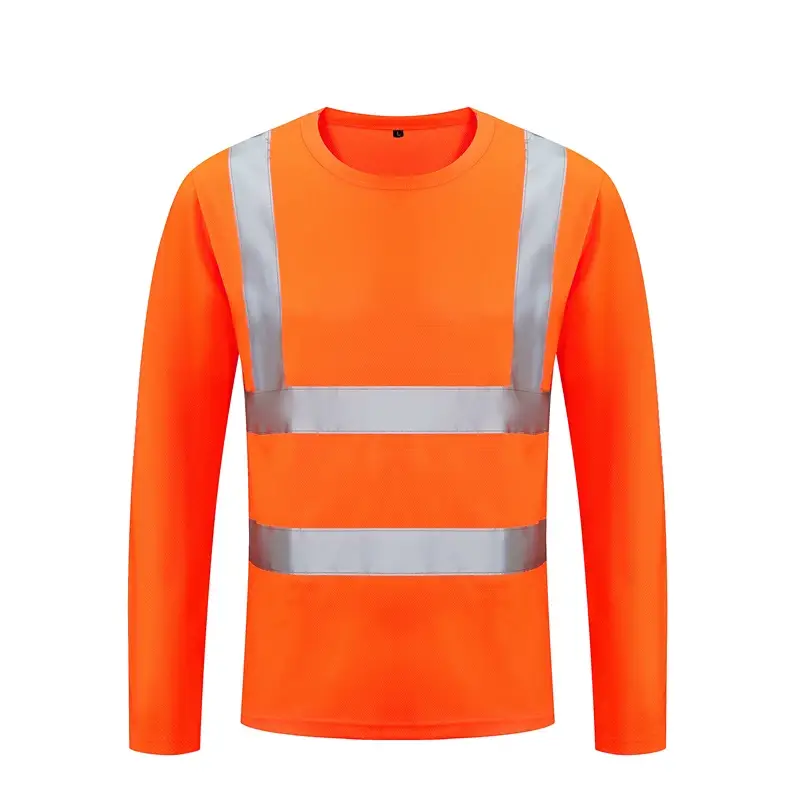 Men Reflective Strip T-Shirt Orange Long Sleeve — feature 10