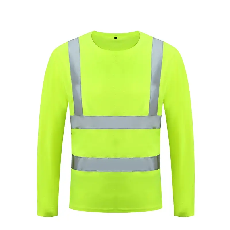 Men Reflective Strip T-Shirt Orange Long Sleeve — feature 14