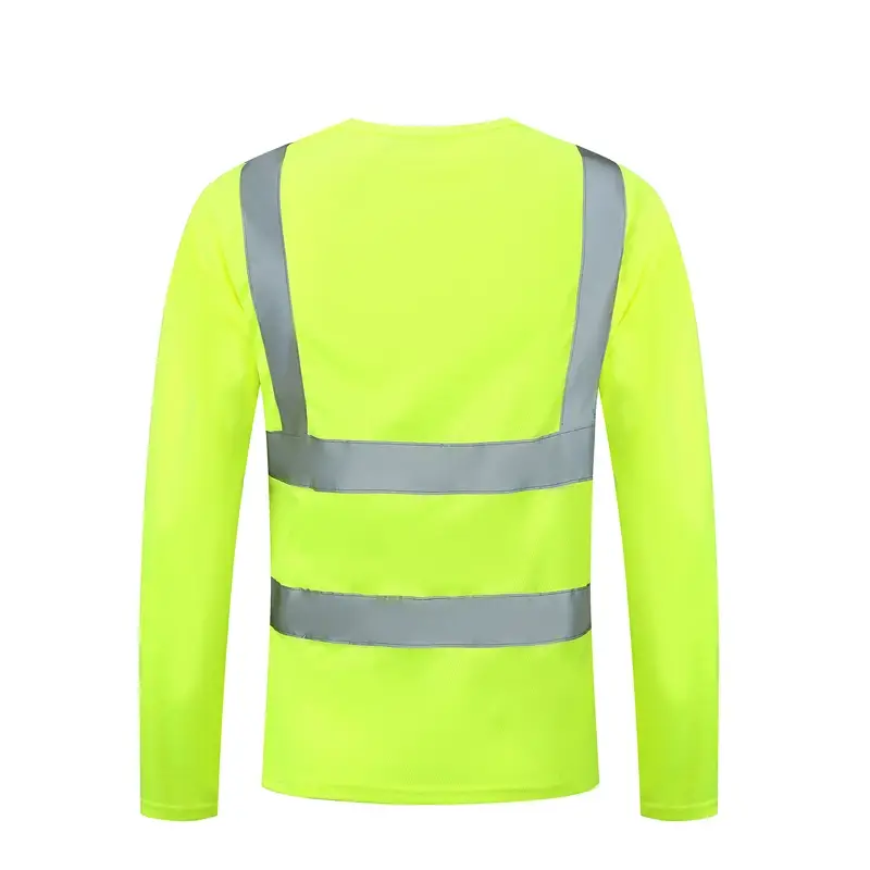 Men Reflective Strip T-Shirt Orange Long Sleeve — feature 15