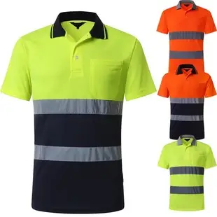 Men Reflective Strip T-Shirt Orange Long Sleeve — feature 2