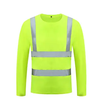 Men Reflective Strip T-Shirt Orange Long Sleeve