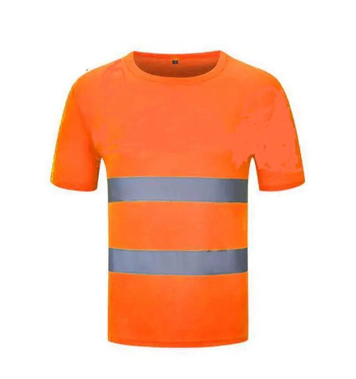 Men Reflective Strip T-Shirt Orange Long Sleeve