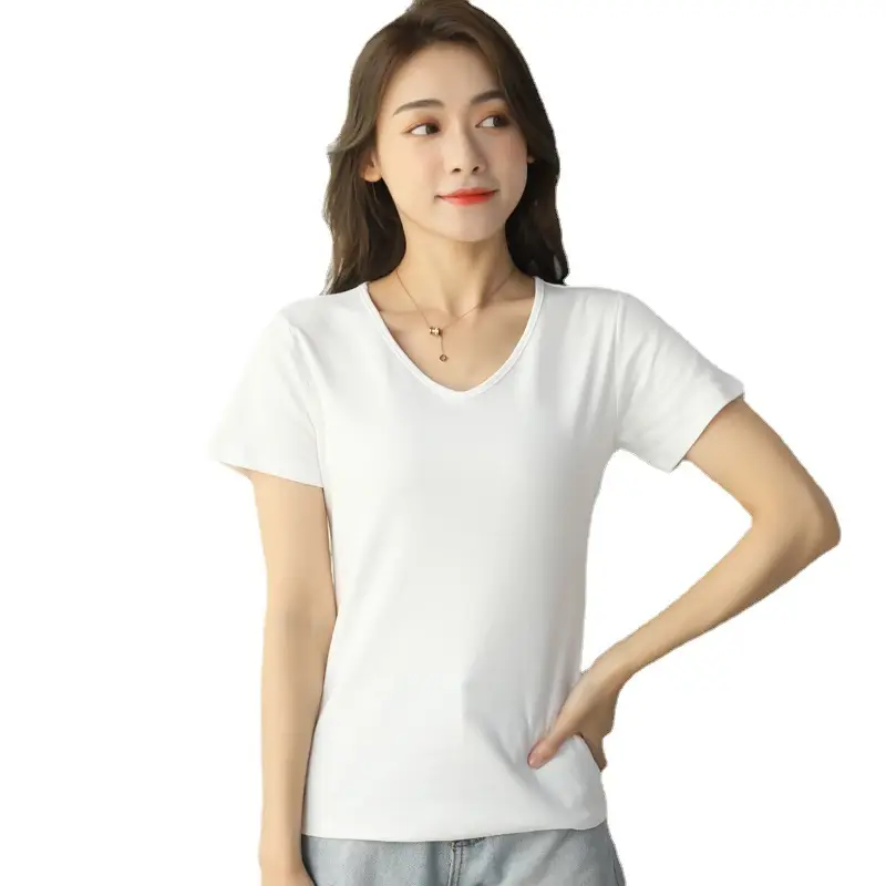 Ice Silk V Neck T-Shirt Women Summer Wear - Image 11
