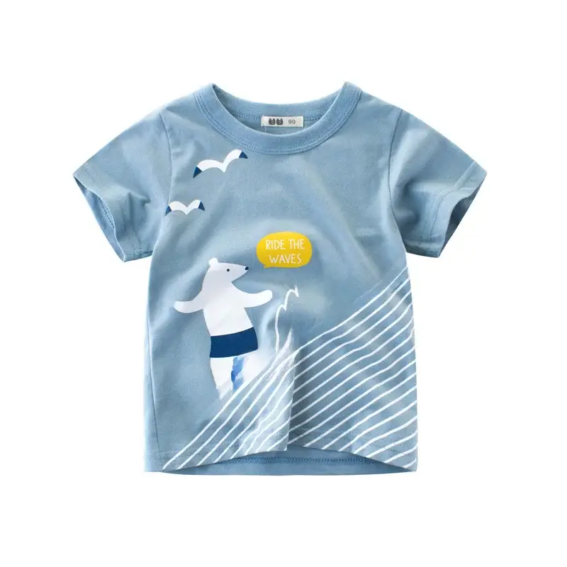 Kids Blue T-Shirt with Dolphin Print Summer Boys - Image 6
