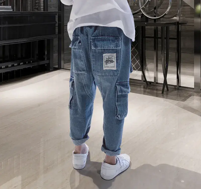 Boys Fleece Cargo Pants Blue 2025 Spring - Image 3