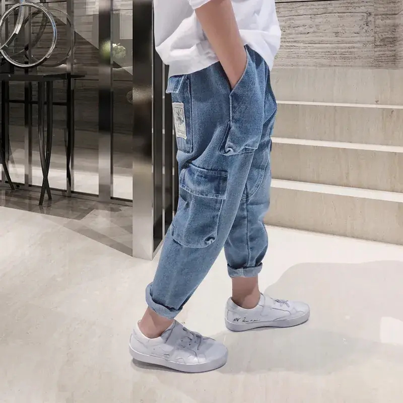Boys Fleece Cargo Pants Blue 2025 Spring - Image 4