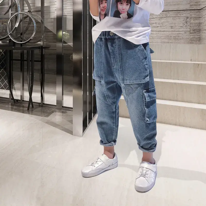 Boys Fleece Cargo Pants Blue 2025 Spring - Image 5
