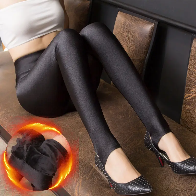 Women Fleece Lined High Waist Leggings Black - Image 6