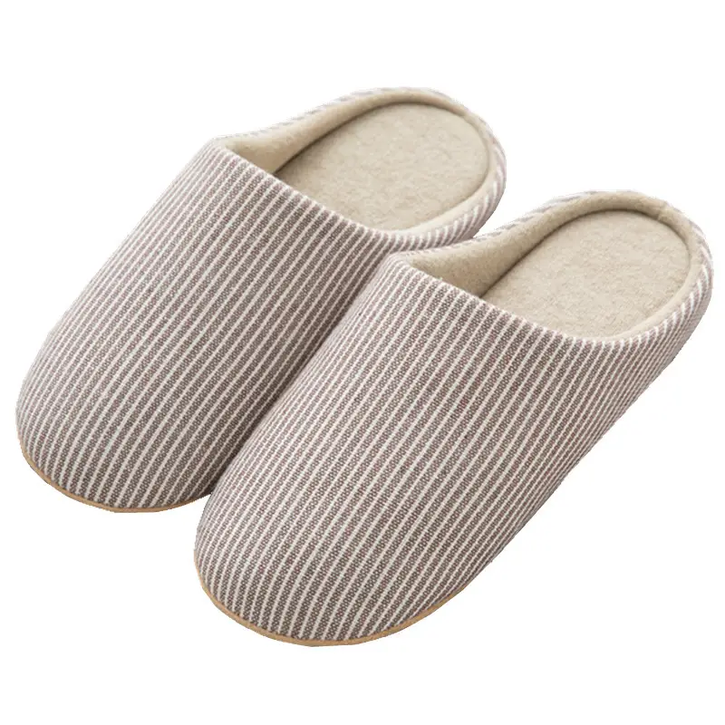 Japanese-style Home Indoor Men's and Women's Silent Cloth Slippers Spring and Autumn Wood Flooring Household Soft Sole Large Size Non-slip Cotton Slippers