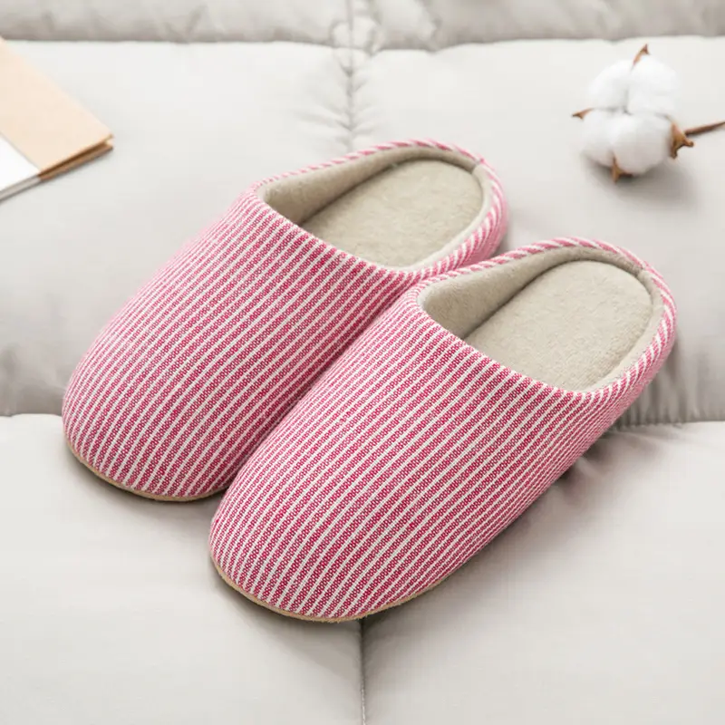 Japanese-style Home Indoor Men's and Women's Silent Cloth Slippers Spring and Autumn Wood Flooring Household Soft Sole Large Size Non-slip Cotton Slippers