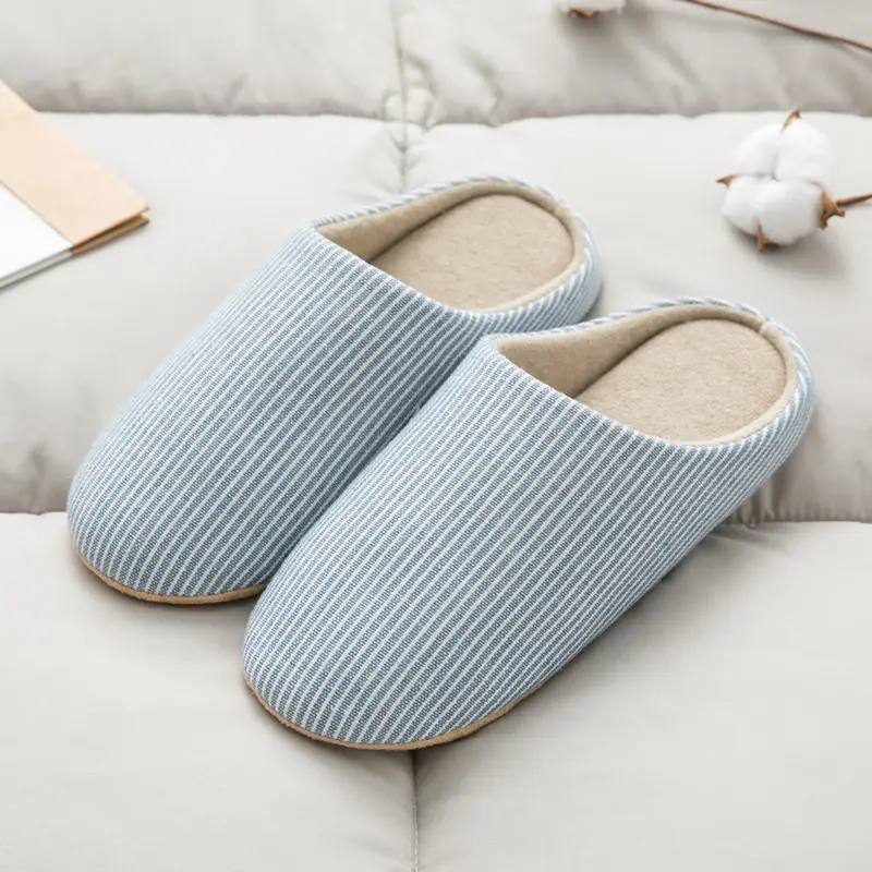 Japanese-style Home Indoor Men's and Women's Silent Cloth Slippers Spring and Autumn Wood Flooring Household Soft Sole Large Size Non-slip Cotton Slippers