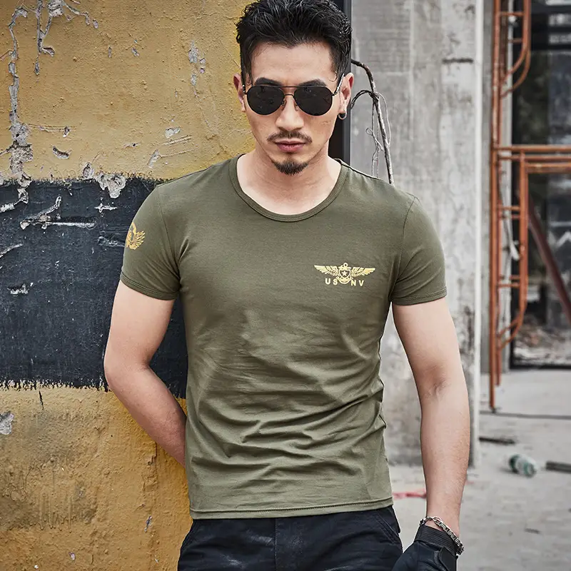 Men's Cotton Slim Fit T-Shirt Olive Green - Image 4