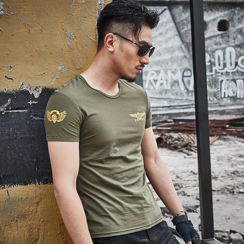 Men's Cotton Slim Fit T-Shirt Olive Green - Image 2